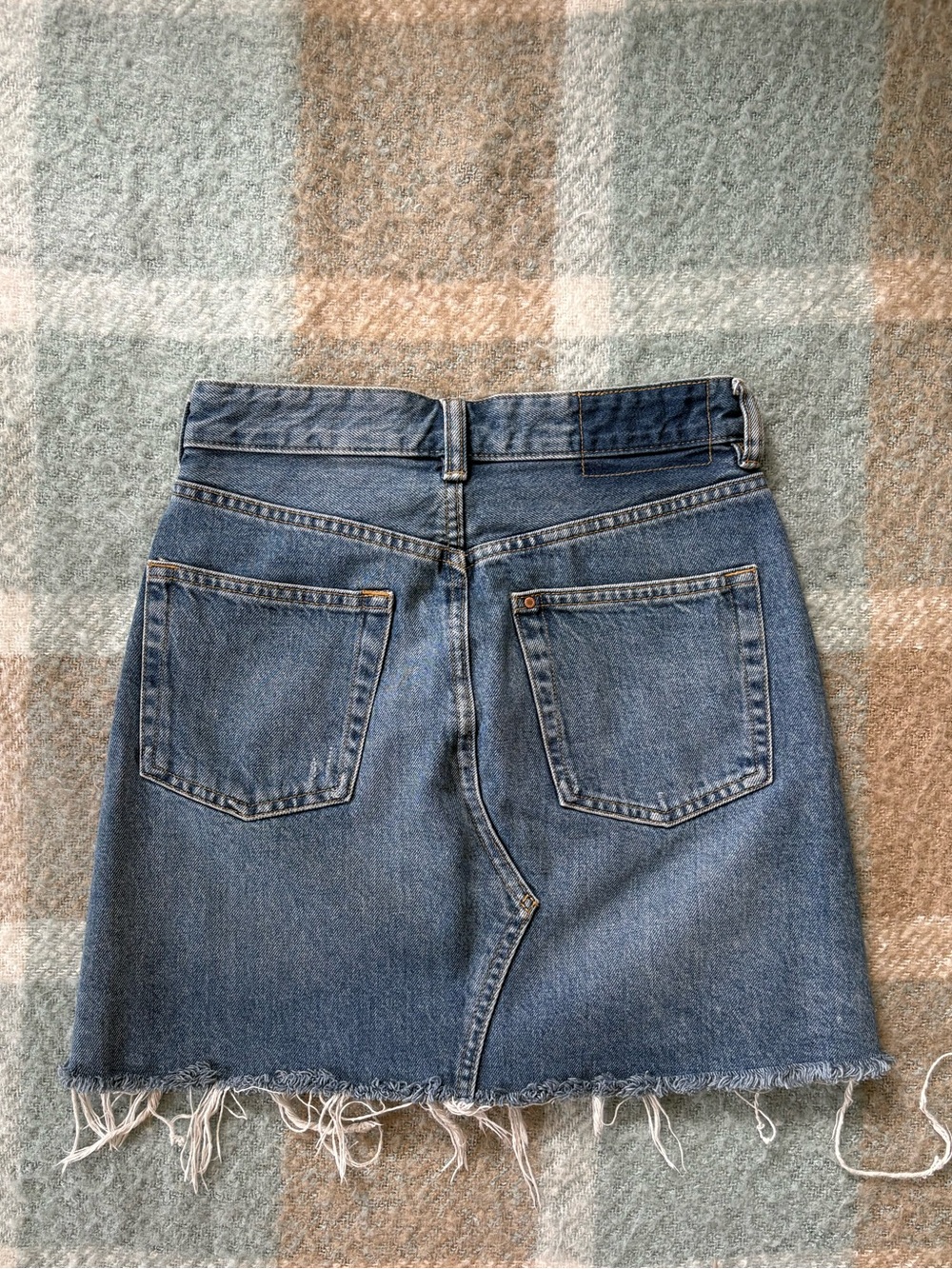 Denim Frayed Hem Mini Skirt - Picture 2 of 10